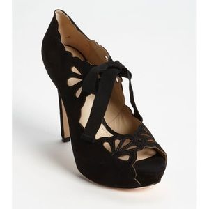 Joan & David laser cut suede high heels